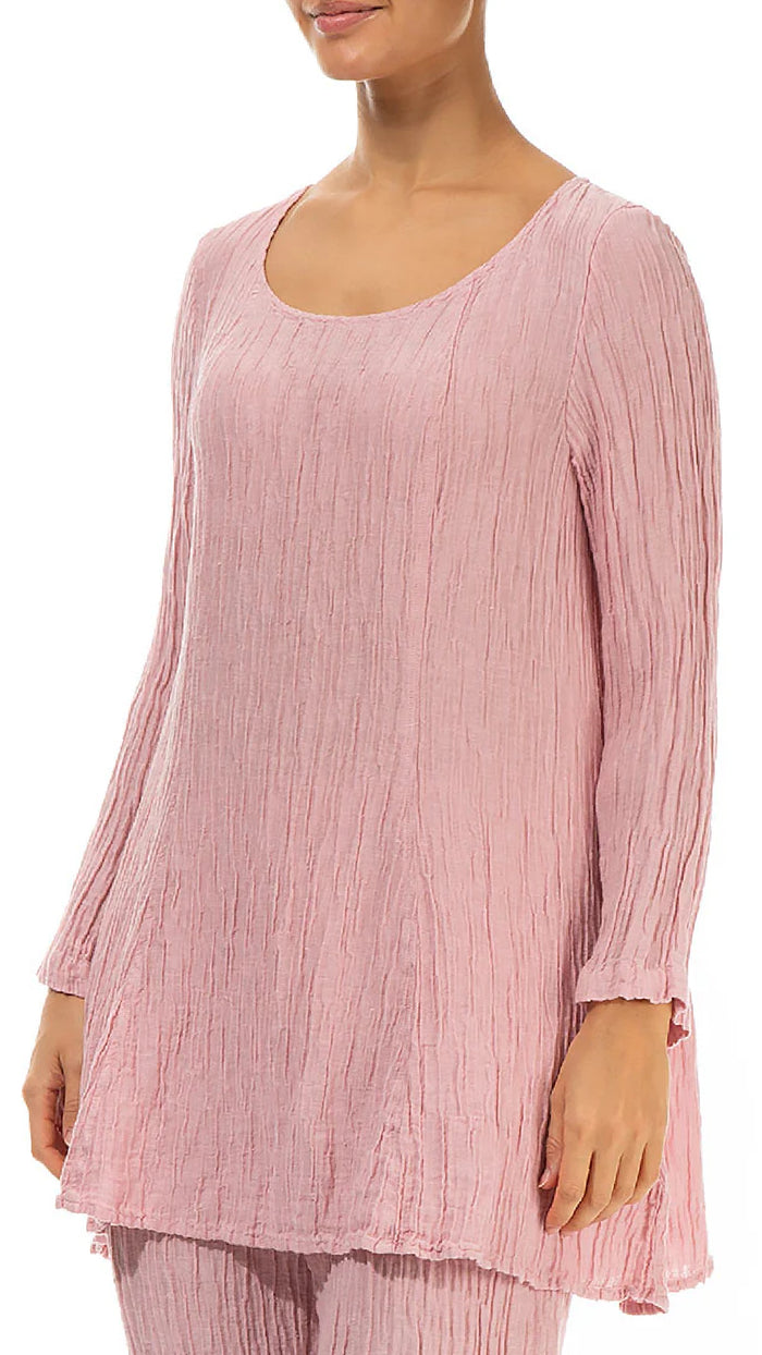 Flared Crinkle Linen, Cotton Tunic and Lantern Pant