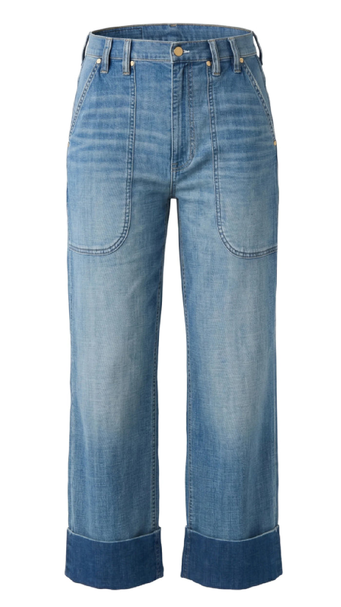 High Rise Relaxed Straight W/Utility Pockets-Dusk Breeze