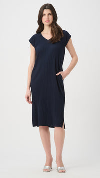 Joseph Ribkoff pleated Scuba Crepe Straight Dress With Pockets