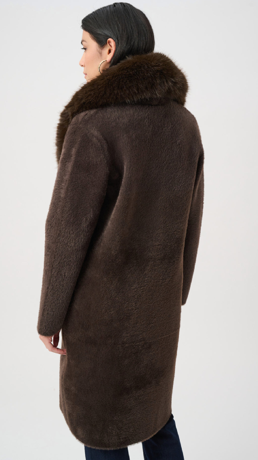 Joseph Ribkoff Feather Yarn Coat With Detachable Faux Fur Collar