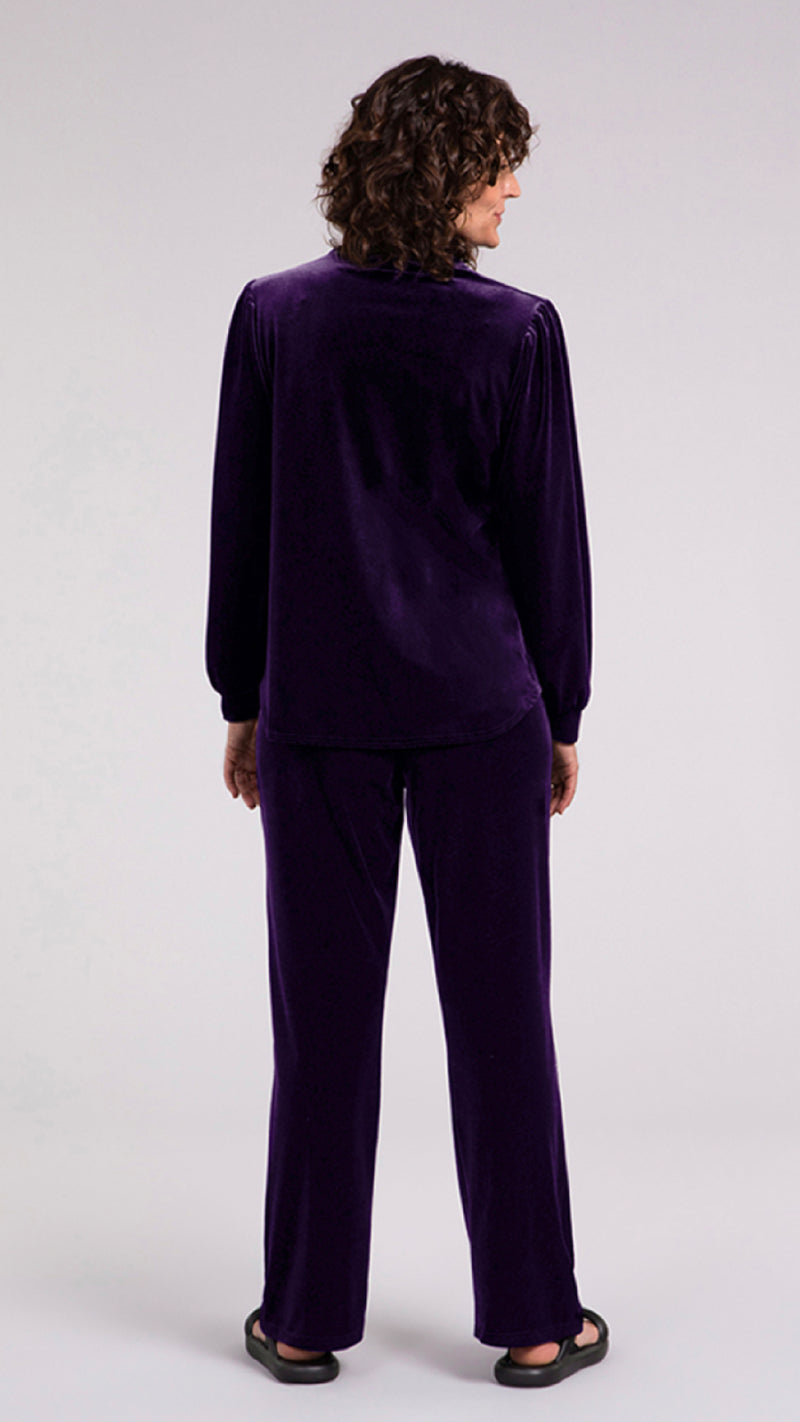 Velvet Twist Neck Top, Long Sleeve (Sale)