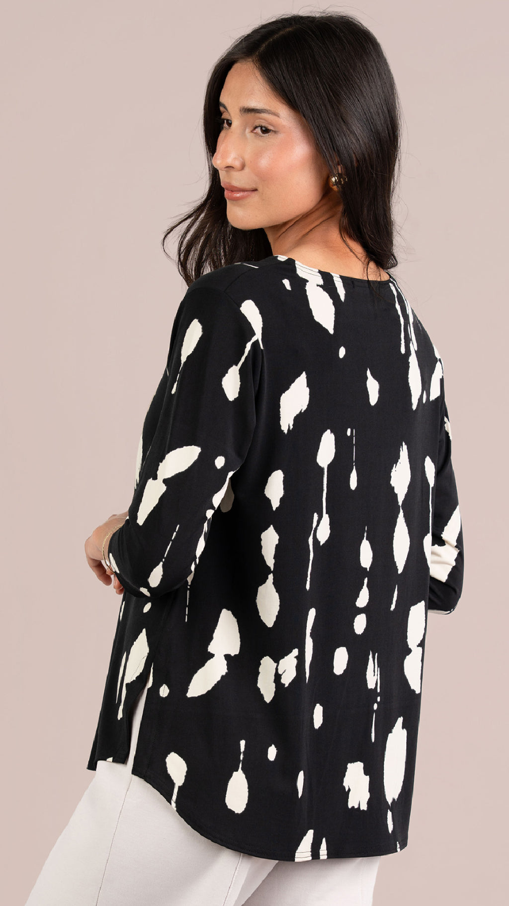 Go To Classic T Relax, 3/4 Sleeve-Cashew Splatter