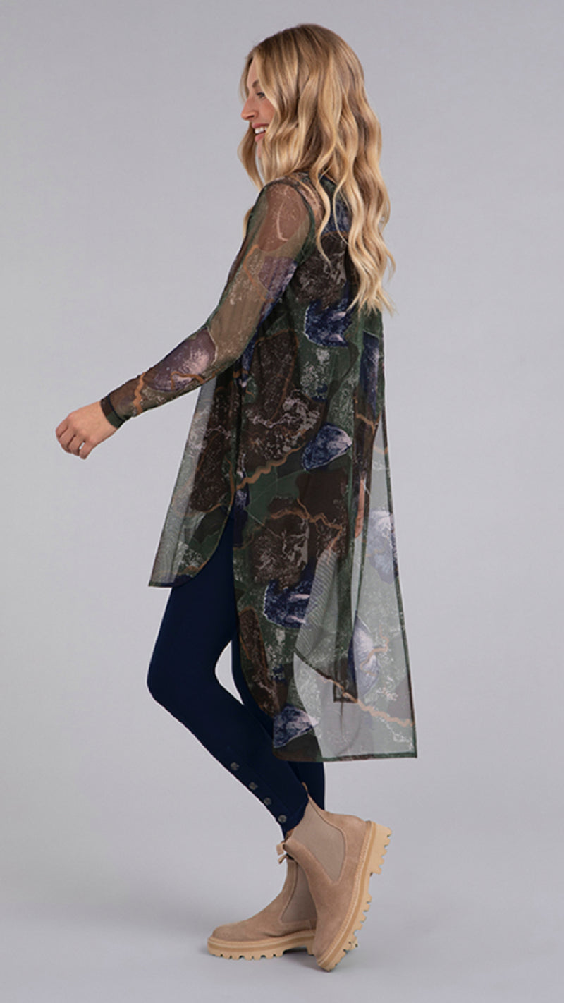 Printed Mesh Step Hem Tunic, Long Sleeve (Sale)