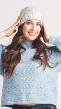 Papillon Speckled Rib Knit Mock Neck Sweater