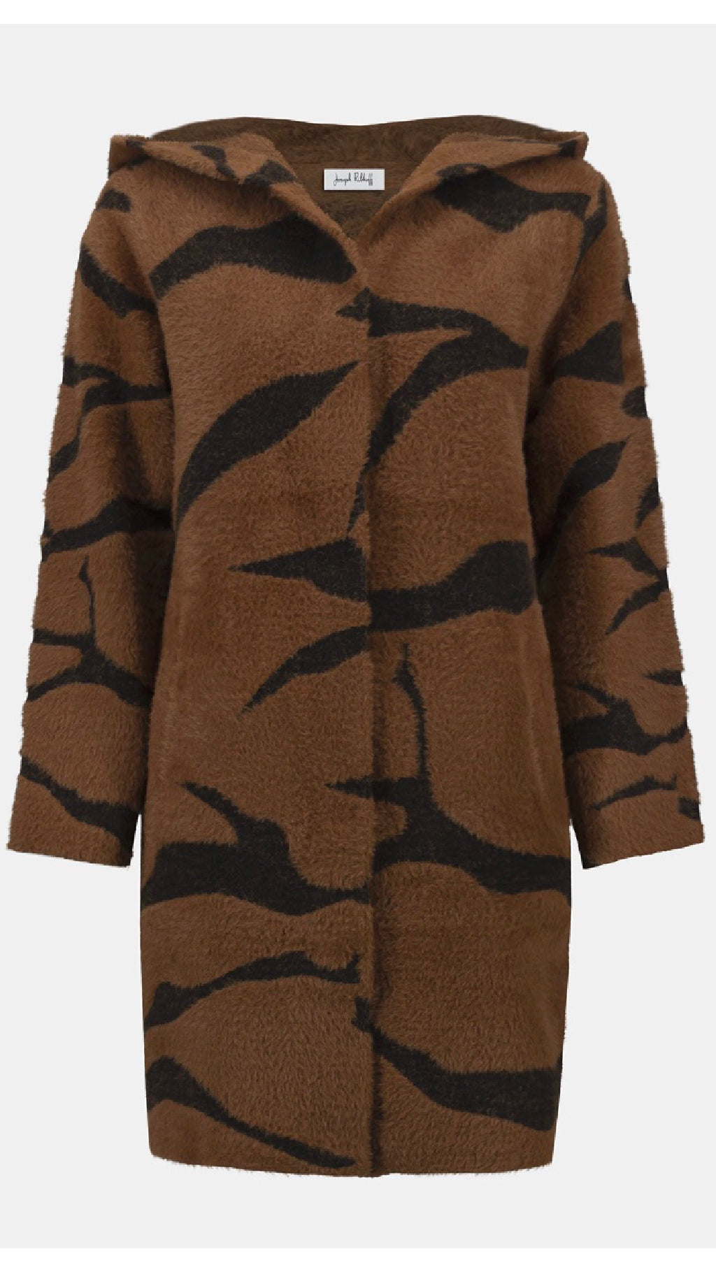 Joseph Ribkoff Feather Yarn Animal Jacquard Hooded Coat (-30% at checkout)