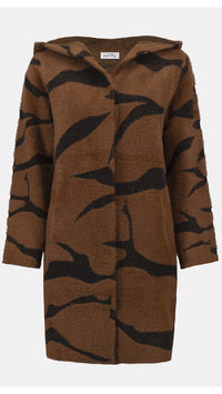 Joseph Ribkoff Feather Yarn Animal Jacquard Hooded Coat (-30% at checkout)