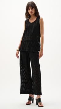 Joseph Ribkoff Viscose Jacquard Knit Chevron Stitch Relaxed Tunic Top and Culotte Pants
