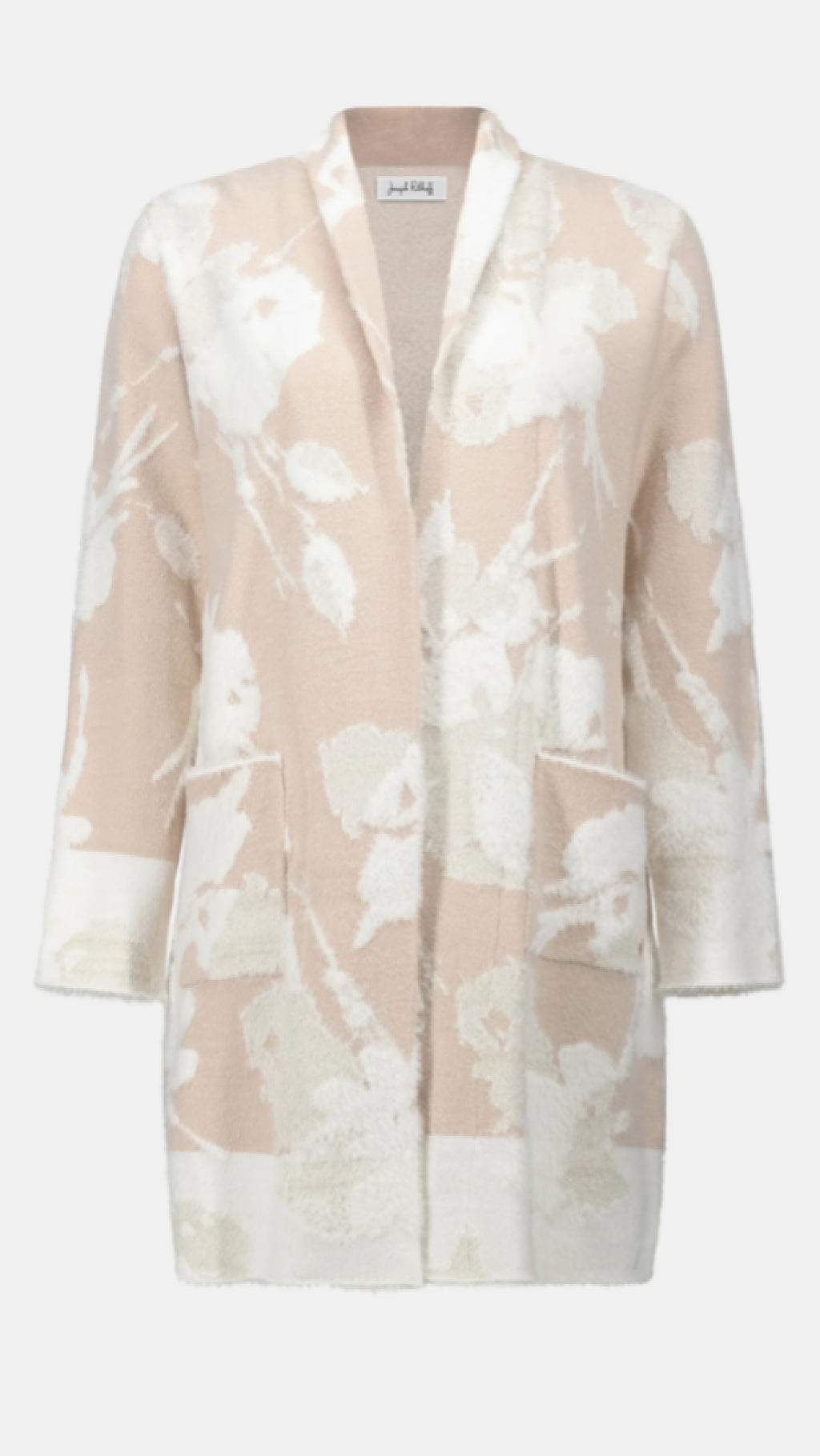 Joseph Ribkoff Abstract Jacquard Sweater Knit Long Cardigan