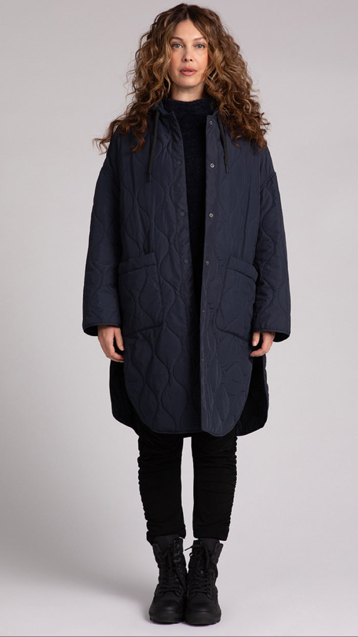 Quilted Maxi Shacket W/Hood (Sale)