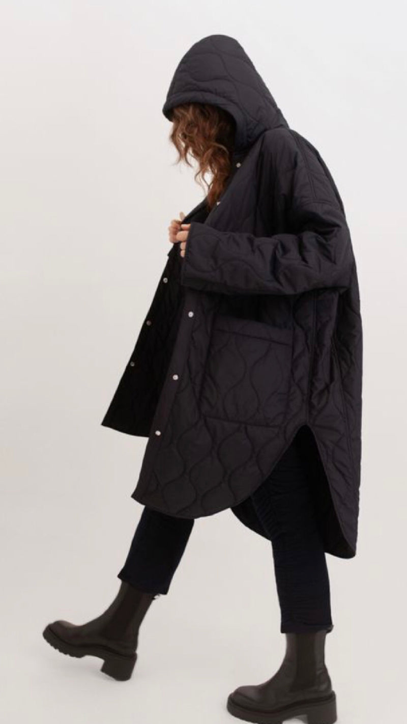 Quilted Maxi Shacket W/Hood (Sale)