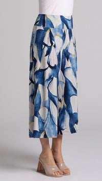 Side Slit Wide Capri-Watery Reflections (Sale)