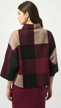 Joseph Ribkoff Plaid Jacquard Sweater Knit Top