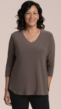 Go To Soft V-Neck Top, 3/4 Sleeves
