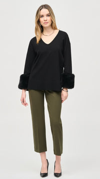 Joseph Ribkoff Sweater Knit Tunic with Faux Fur Cuffs (Sale)