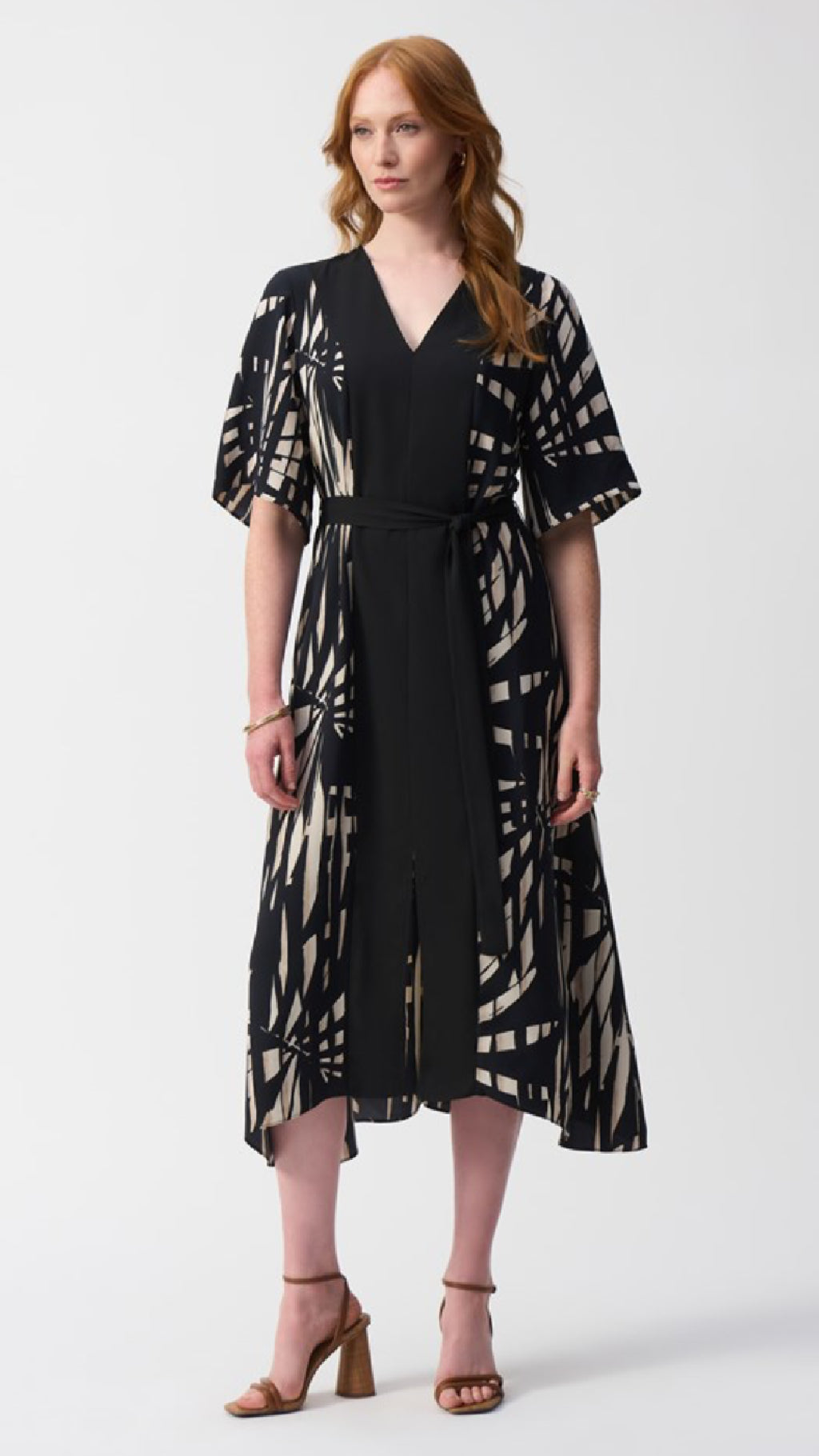 Joseph Ribkoff Woven Tropical Print A-Line Dress