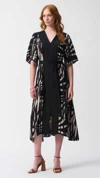 Joseph Ribkoff Woven Tropical Print A-Line Dress