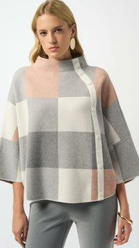 Joseph Ribkoff Plaid Jacquard Sweater Knit Top