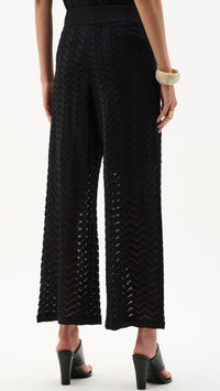 Joseph Ribkoff Viscose Jacquard Knit Chevron Stitch Relaxed Tunic Top and Culotte Pants