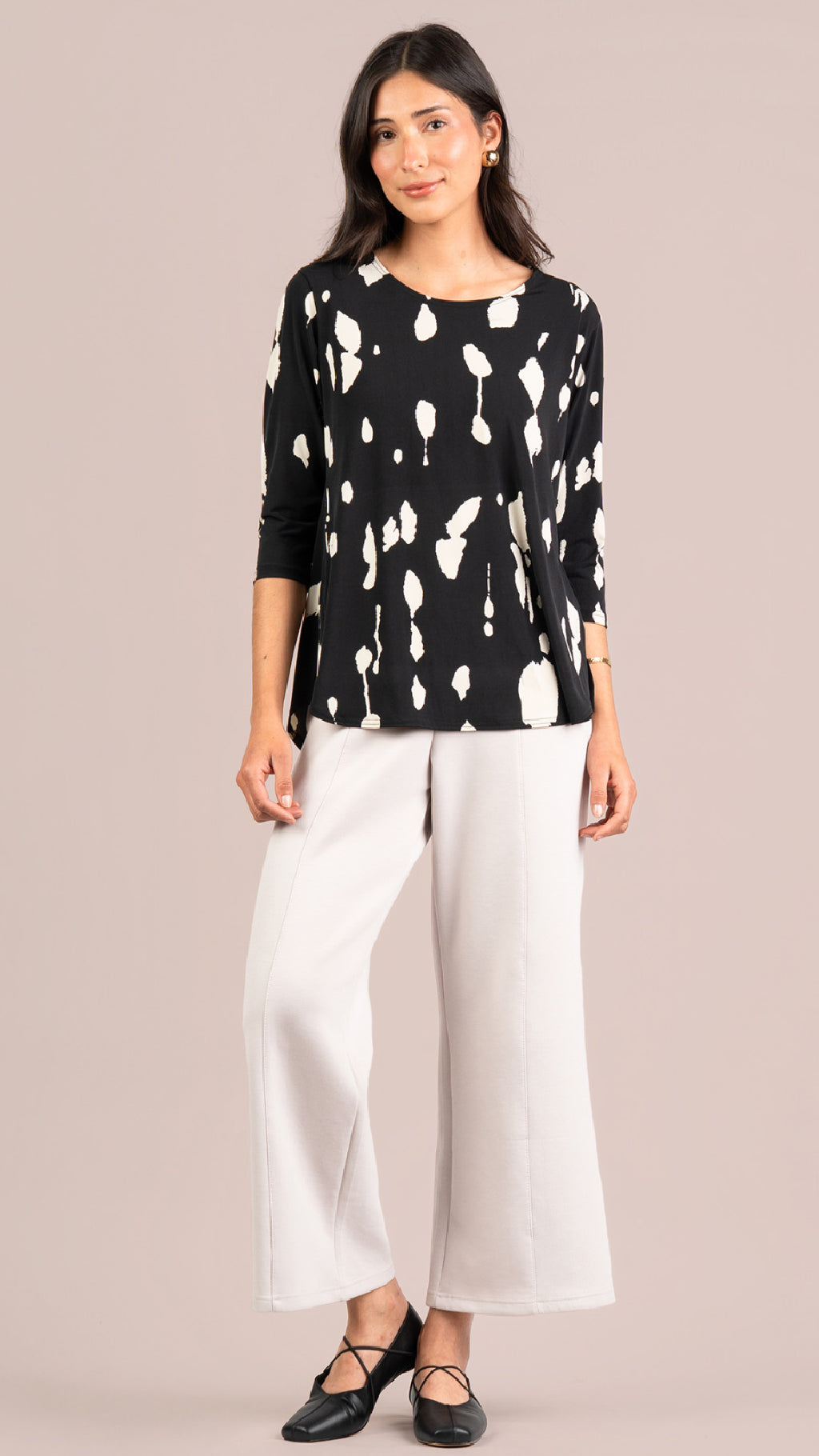Go To Classic T Relax, 3/4 Sleeve-Cashew Splatter