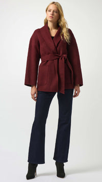 Joseph Ribkoff Wool Blend Belted Coat with Shawl Collar