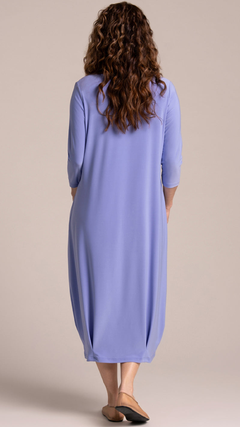 V-Neck Narrow Lantern Dress, 3/4 Sleeve