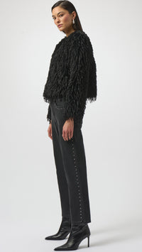 Joseph Ribkoff Faux Fur Collarless Boxy Jacket