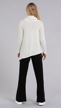 Angle Cowl Neck Waffle Sweater, Long Sleeve (Sale)