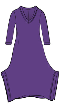 Splice V-Neck Dress, 3/4 Sleeves