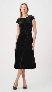 Joseph Ribkoff Velvet Fit & Flare Belted Dress