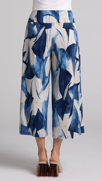 Side Slit Wide Capri-Watery Reflections (Sale)