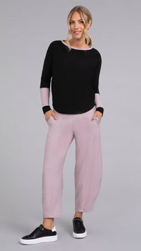 Bamboo Fleece Colour Block Cinch Top, Long Sleeve