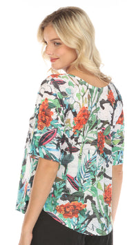 Inoah Flared Sleeve, Crew Neckline Top