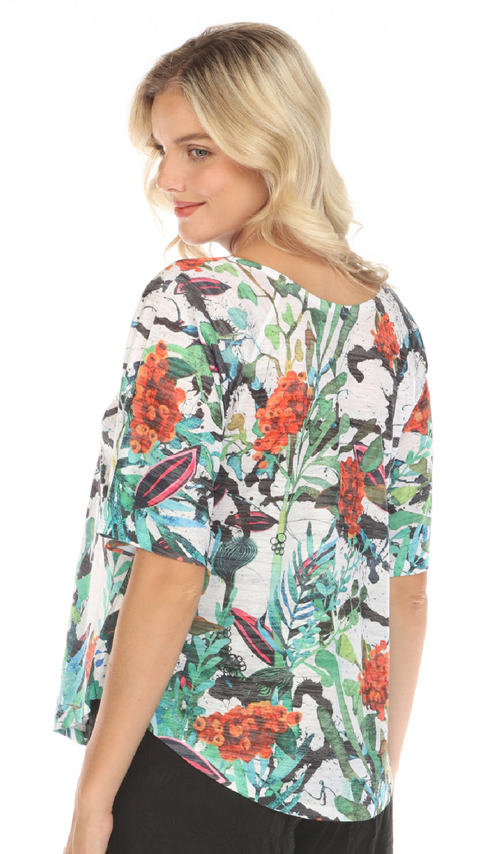 Inoah Flared Sleeve, Crew Neckline Top
