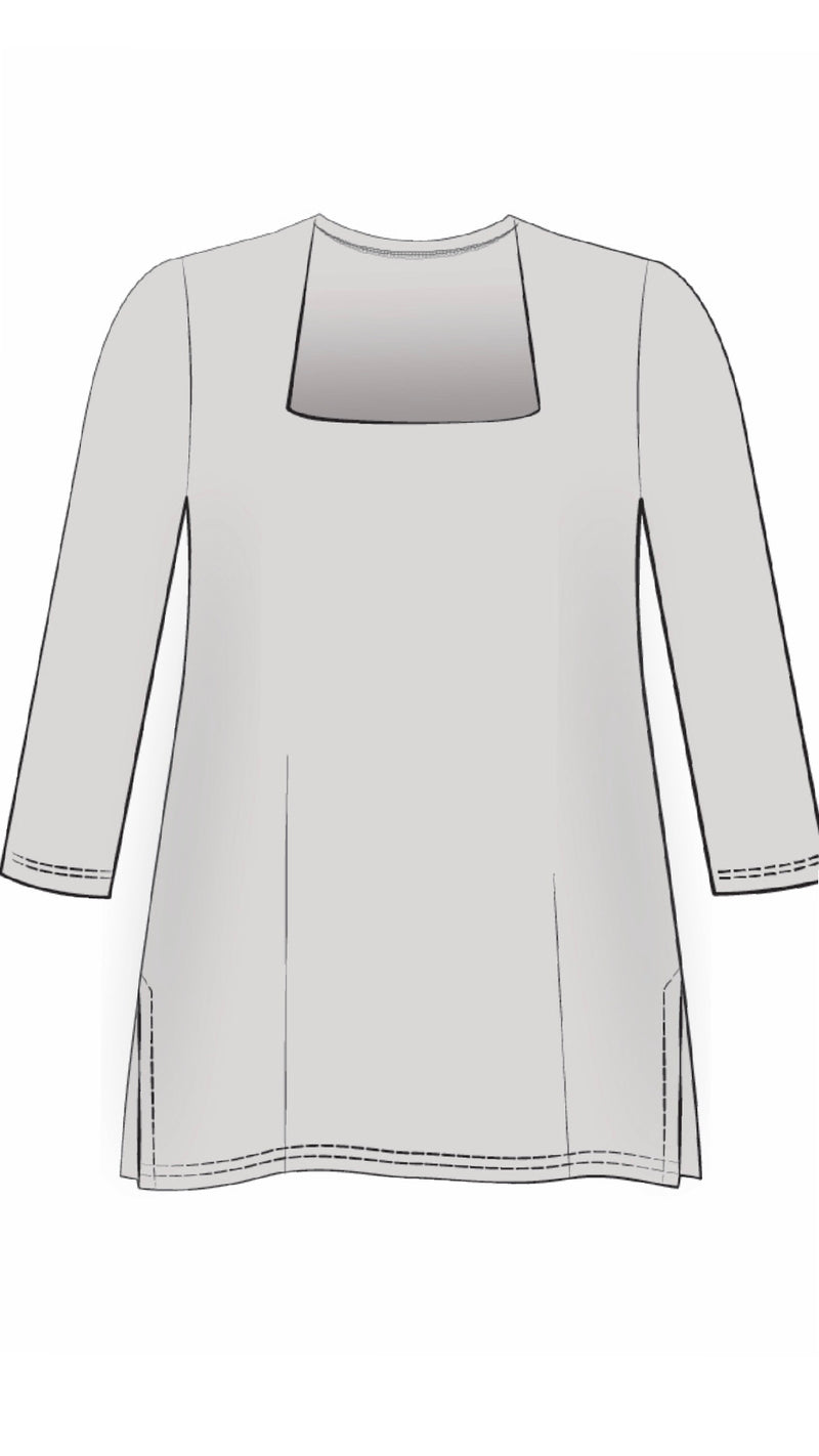 Square Neck Top, 3/4 Sleeve (Sale)