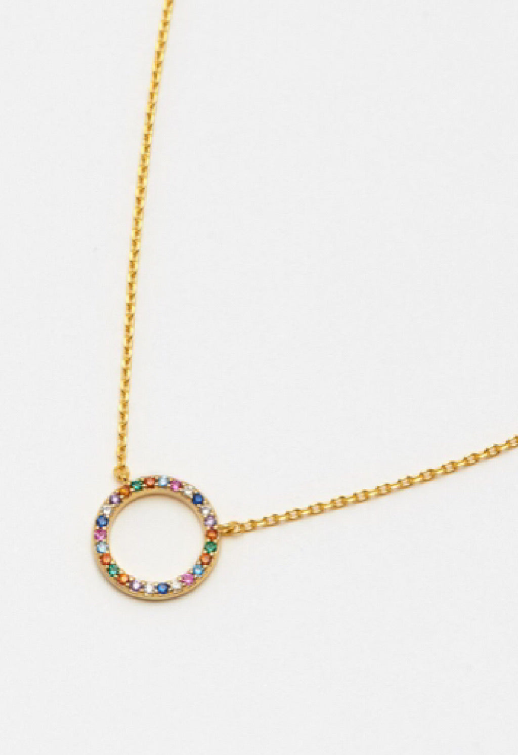 Multi CZ Circle Necklace - Gold Plated