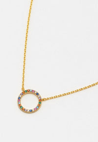 Multi CZ Circle Necklace - Gold Plated