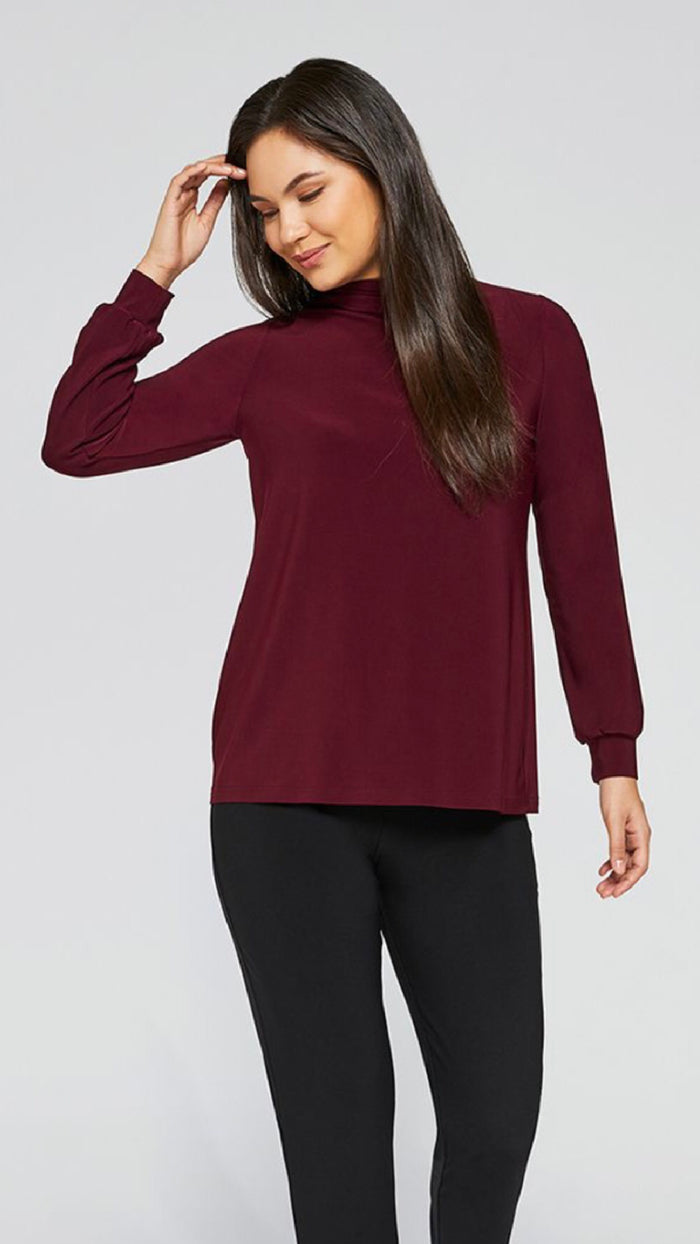 Turtle Neck Gathered Sleeve Top Long Sleeve (Sale)