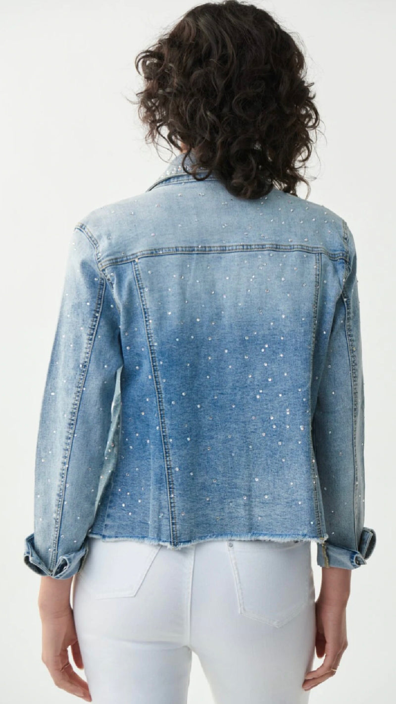 Joseph Ribkoff Jean Jacket with Pearls and Studs (Sale)