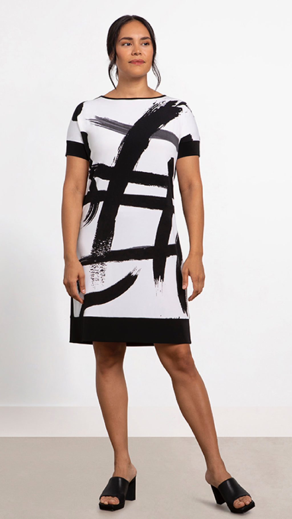 Boat Neck Dress Print, Short Sleeve (Sale)