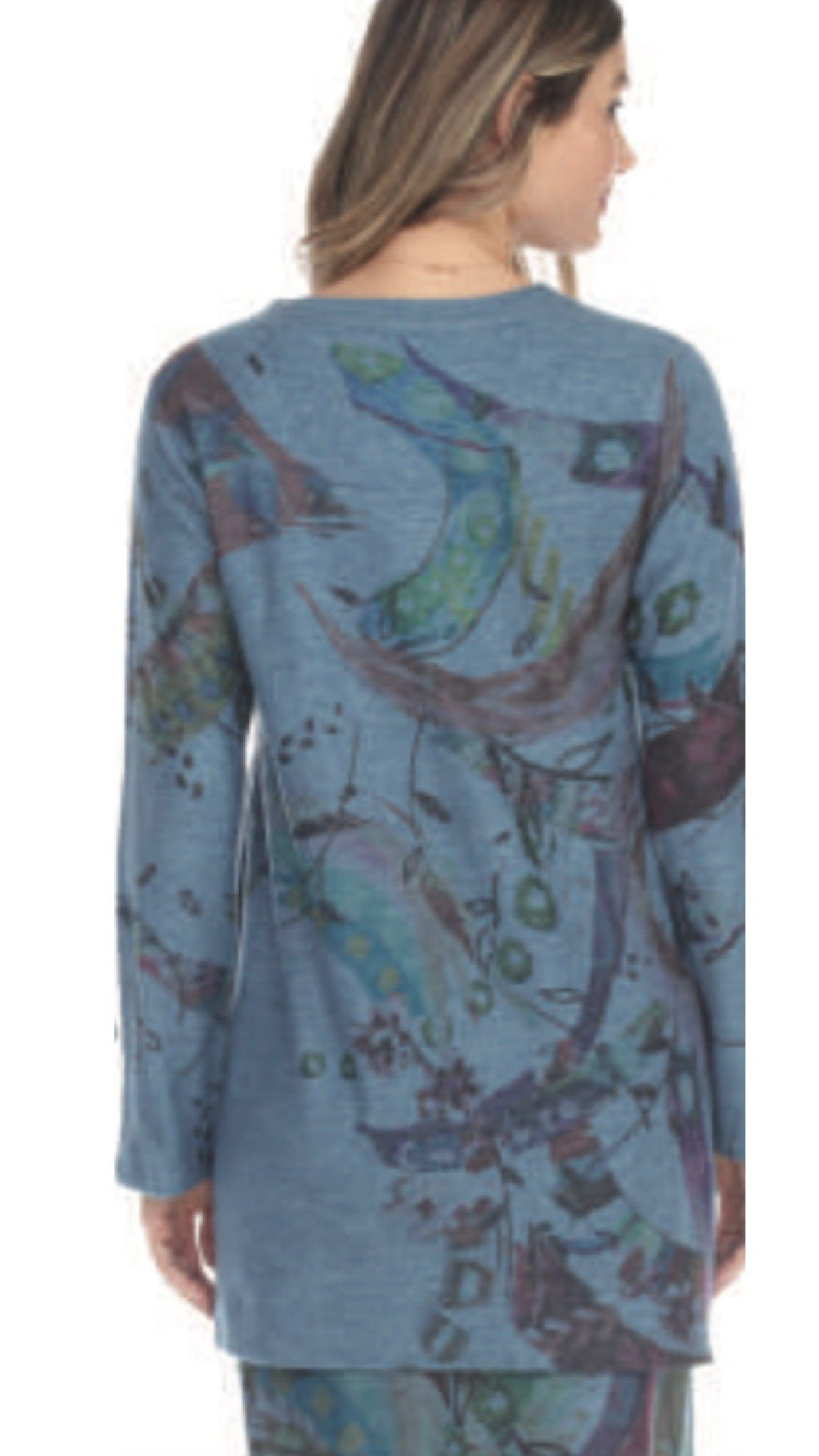 Long Sleeve, V-Neck Tunic (Tiffany Mix)