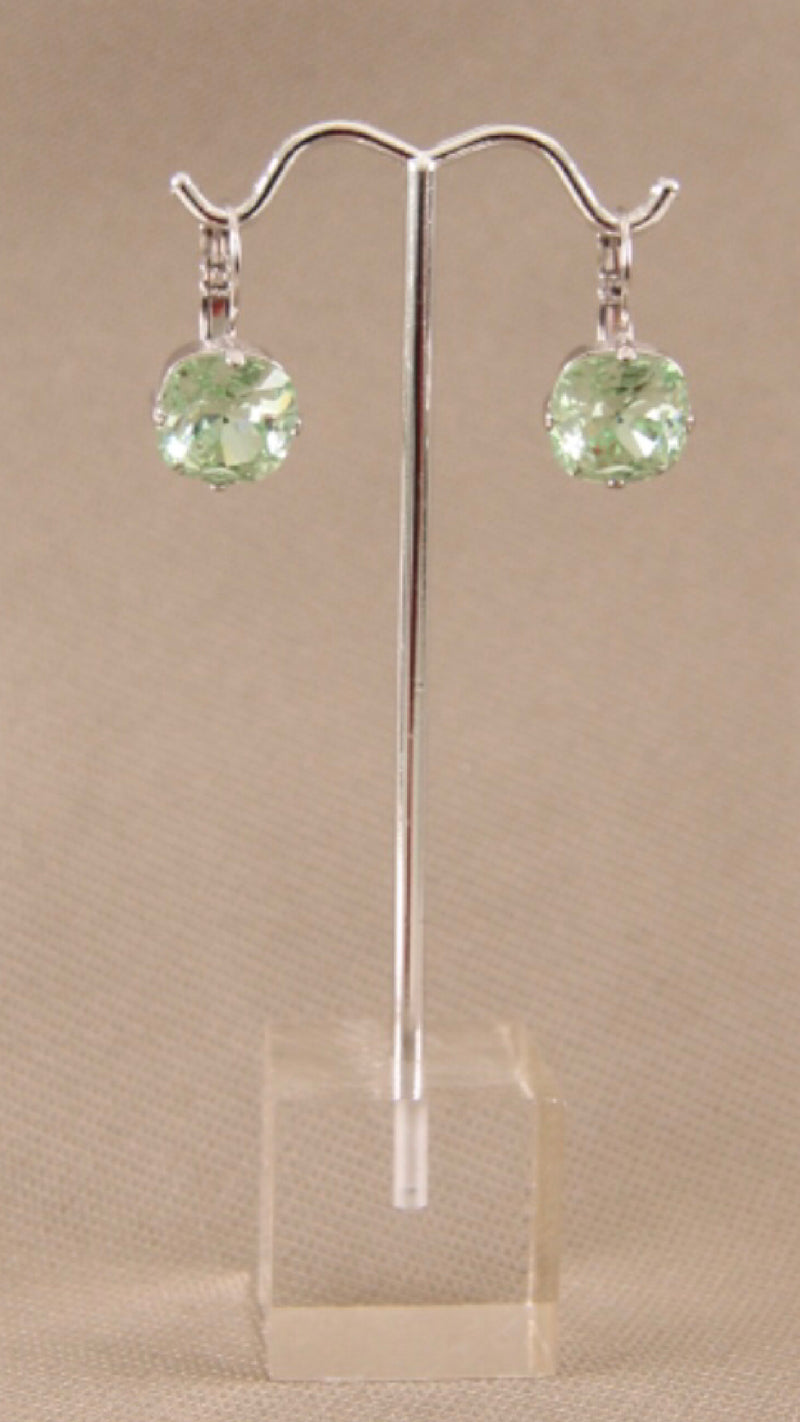 Earrings Round (Silver w Green)