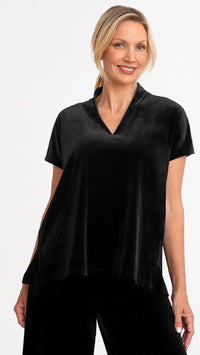 Savvy Deep V-Neck Top, Short Sleeve-Velvet (Sale)