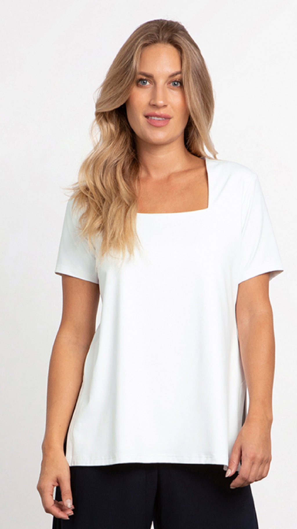 Square Neck Top, Short Sleeve