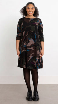 Trapeze Dress, 3/4 Sleeve-Print (Sale)