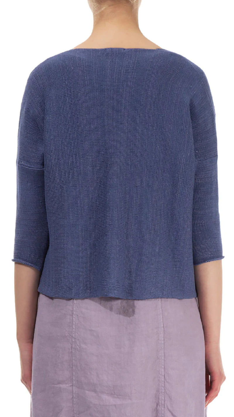 V-Neck Violet Linen Sweater-62063