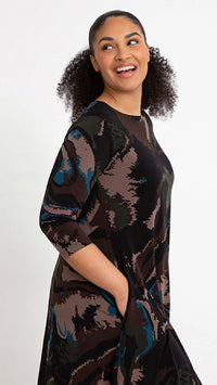 Trapeze Dress, 3/4 Sleeve-Print (Sale)