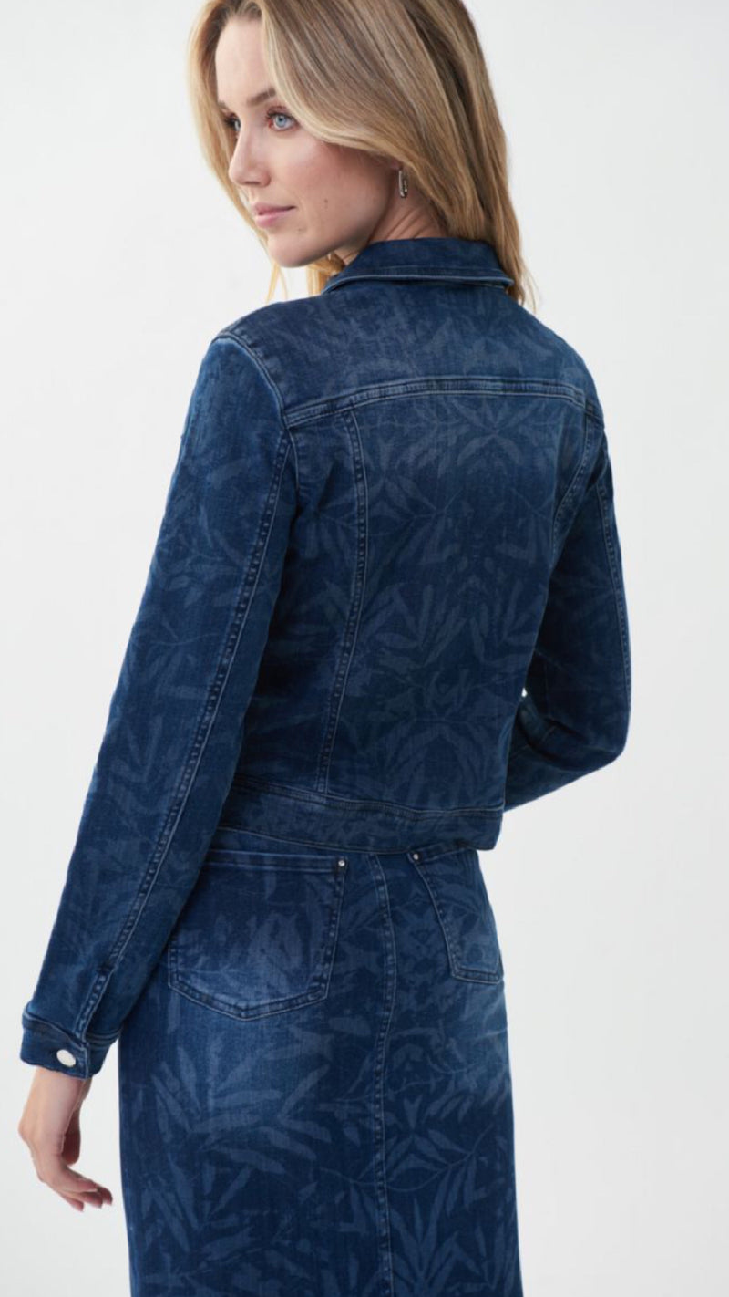 Joseph Ribkoff Jean Jacket, Printed Leaf