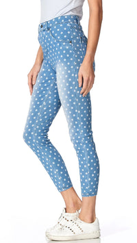 Polka Dot Denim Hi Rise Denim Legging