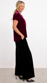 Savvy Deep V-Neck Top, Short Sleeve-Velvet (Sale)