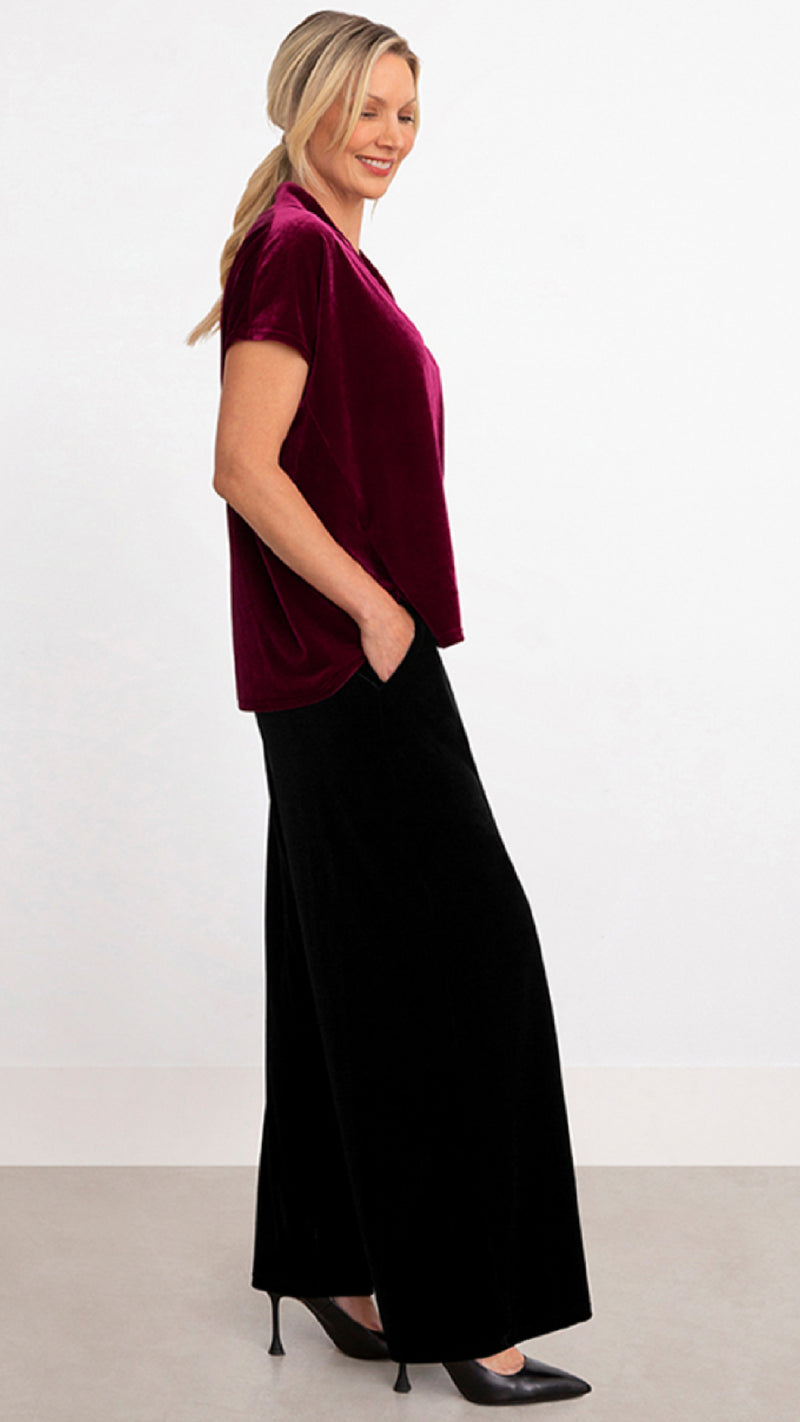 Savvy Deep V-Neck Top, Short Sleeve-Velvet (Sale)